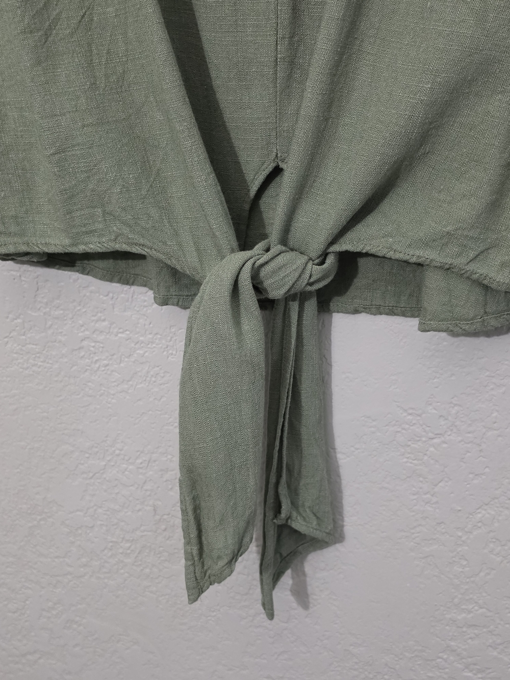Umgee Olive Green Linen Blend Fringe-Trim Tie-Front Camisole Tank Womens Small - Picture 4 of 8